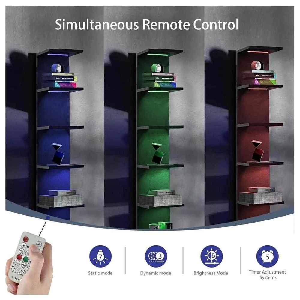 7-tier Wall Shelf With‎ 10 RGB Lightning Modes Multifunctional Wall Mounted